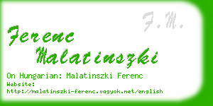 ferenc malatinszki business card
